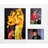 Ronnie Wood signed 18x15 mounted Rolling Stones colour photo and two unsigned photos. Ronald David