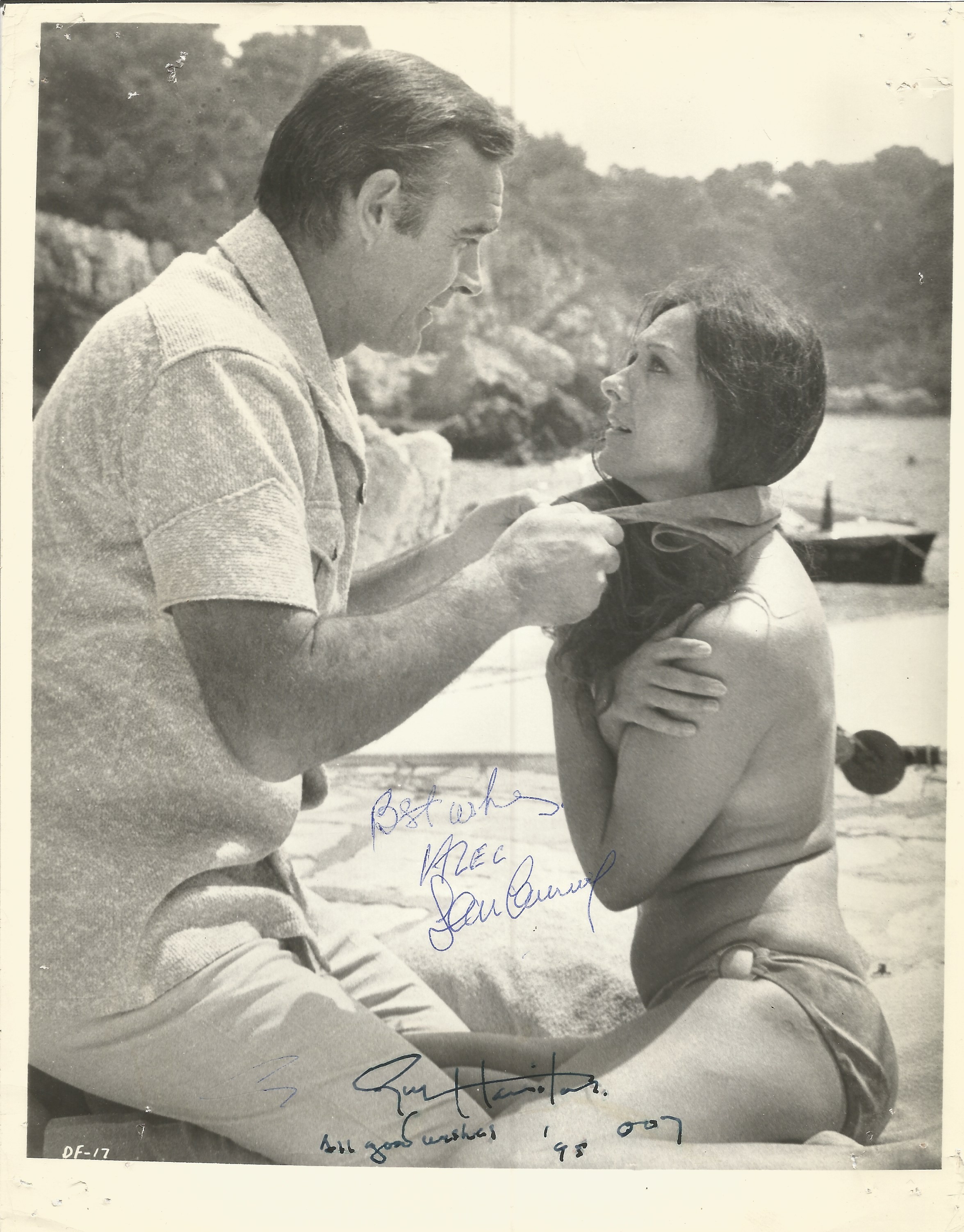 Sean Connery and Guy Hamilton signed 10x8 black and white vintage photo also has a Sean Connery