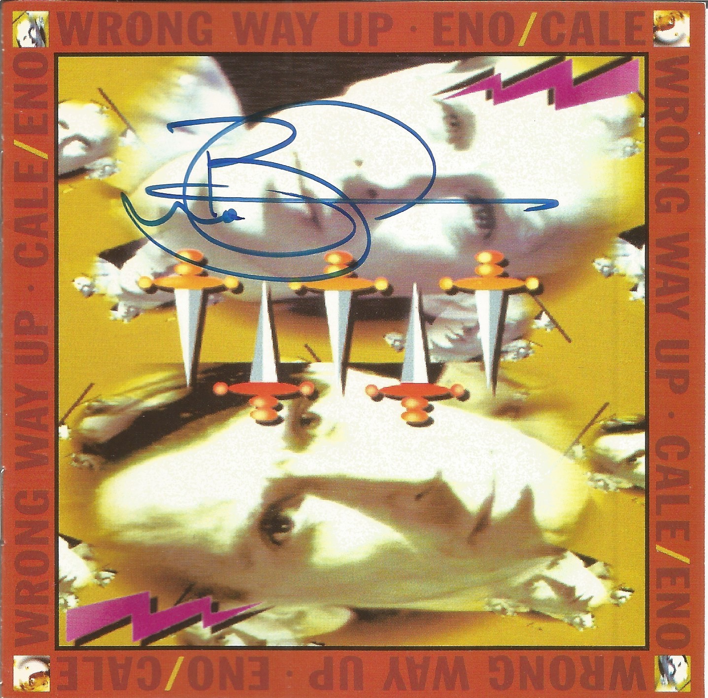 Brian Eno signed Wrong Way Up CD sleeve disc included. Brian Peter George St John le Baptiste de