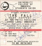 The Fall Multi signed concert ticket includes band founder Mark Smith, Steve Hanley and Dave Bush