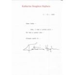 Katharine Hepburn signed TLS dated 1. 12. 1995. Katharine Houghton Hepburn (May 12, 1907 - June