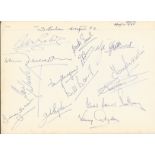 Tottenham Hotspur Multi signed 1960 visitors book page includes 15 White Hart Lane Legends such as