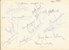 Tottenham Hotspur Multi signed 1960 visitors book page includes 15 White Hart Lane Legends such as