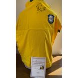 Football Brazil Edson Pele Signed Replica Brazil Football Shirt. Good condition. All autographs come