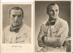 Motor Racing Herman Lang signed 2, 6x4 vintage black and white photo. Hermann Lang (6 April 1909 -