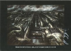 H. R Giger signed 6x4 colour post card. Hans Ruedi Giger ( 5 February 1940 - 12 May 2014) was a