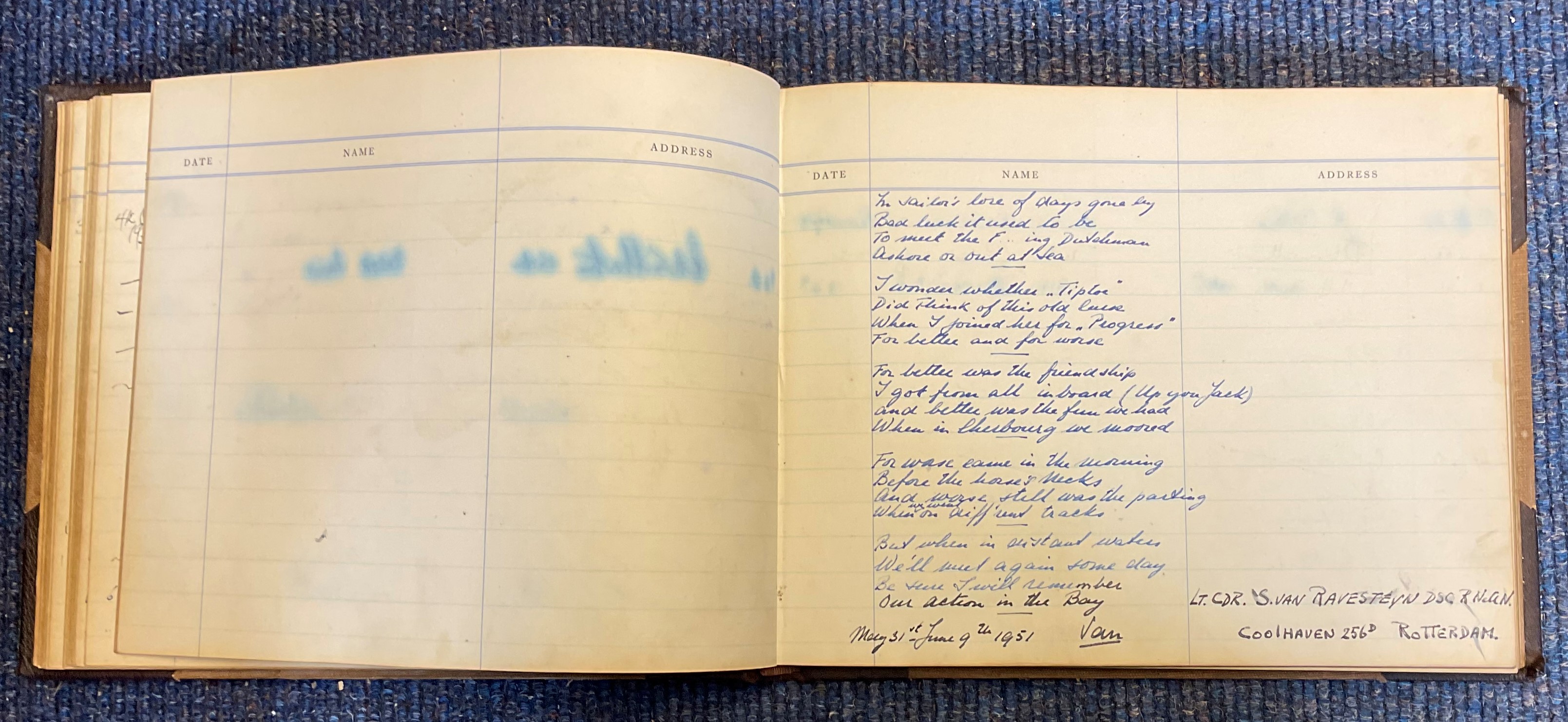 HMS Tiptoe visitors book with 846 autographs inc four Donald Cameron VC and two Bell Davies VC. - Image 9 of 9