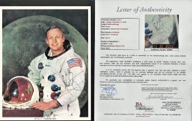 Neil Armstrong signed 10 x 8 inch colour white space suit photo. Original NASA photo printed on