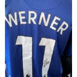 Timo Werner signed Chelsea F. C replica home football shirt. Good condition. All autographs come