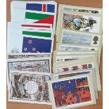 15 United Nations First Day of Issue Postcards Featuring an Illustration of The Flags of U. N.