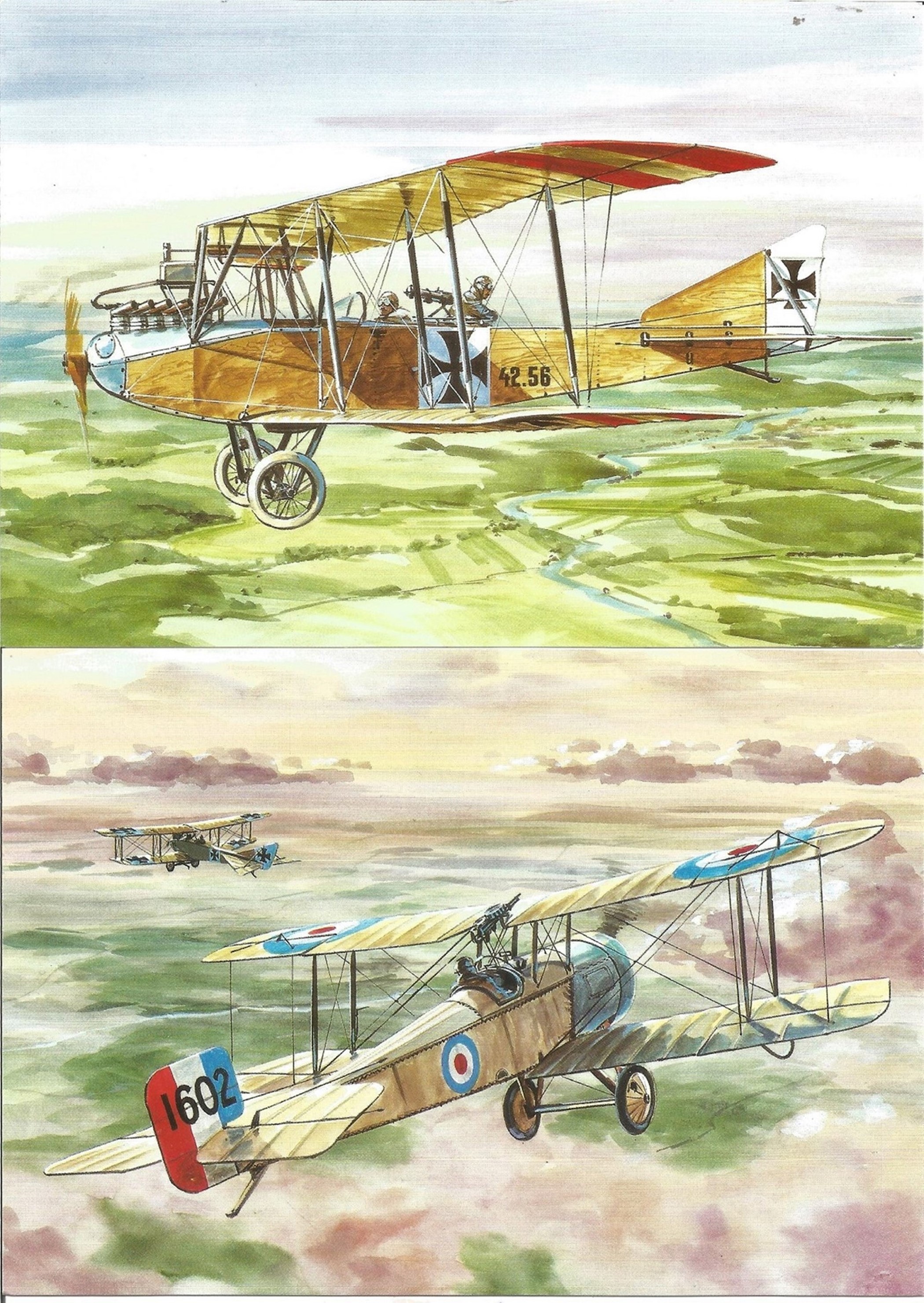 Collection of 6 Postcards Featuring Aeroplanes of the Great War, Biplanes Include Lloyd C1, - Image 2 of 3