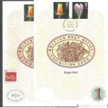 British Post Office Exhibition Cards with stamps in an album. GB Stamps WH Smiths First Day Cover