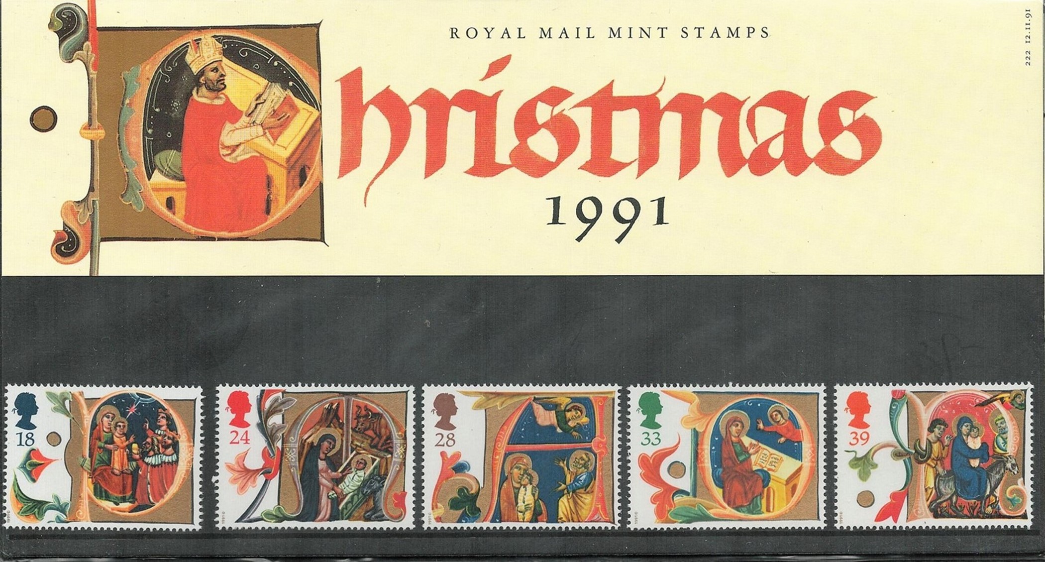 GB Mint Stamps Presentation Pack no 222 Christmas 1991. Good condition. We combine postage on