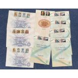 9 British Post Office Exhibition Cards with Stamps and Royal Mail Exhibition Card Postmarks,