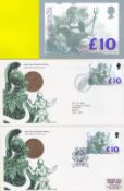FDC's and PHQ £10 high value definitive stamp collection, featuring two covers with affixed stamp