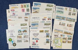 46 Isle of Man FDC with Stamps and Various FDI Postmarks, Includes XI Commonwealth Games Edmonton