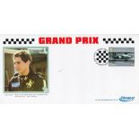 Trade lot 20 Grand Prix FDCs with Ayrton Senna illustration and Graham Hill stamp with Chaucer