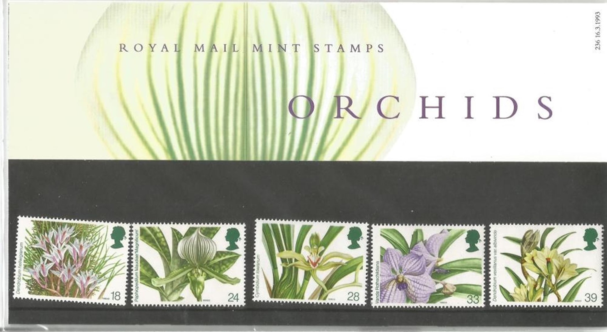 GB Mint Stamps Presentation Pack no 236 Orchids 1993. Good condition. We combine postage on multiple