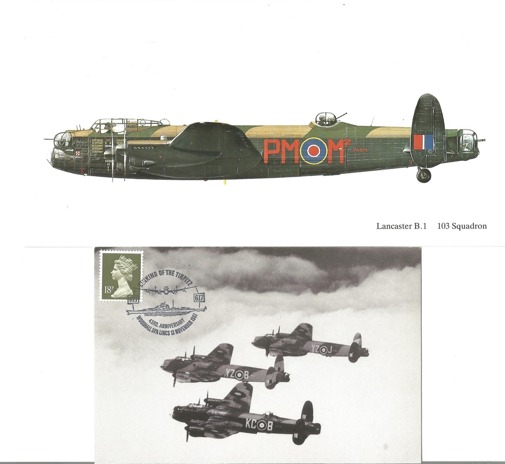 22 RAF Aircraft Postcards plus A Flown & Signed Limited Edition Lancaster B. I Postcard 1991 with