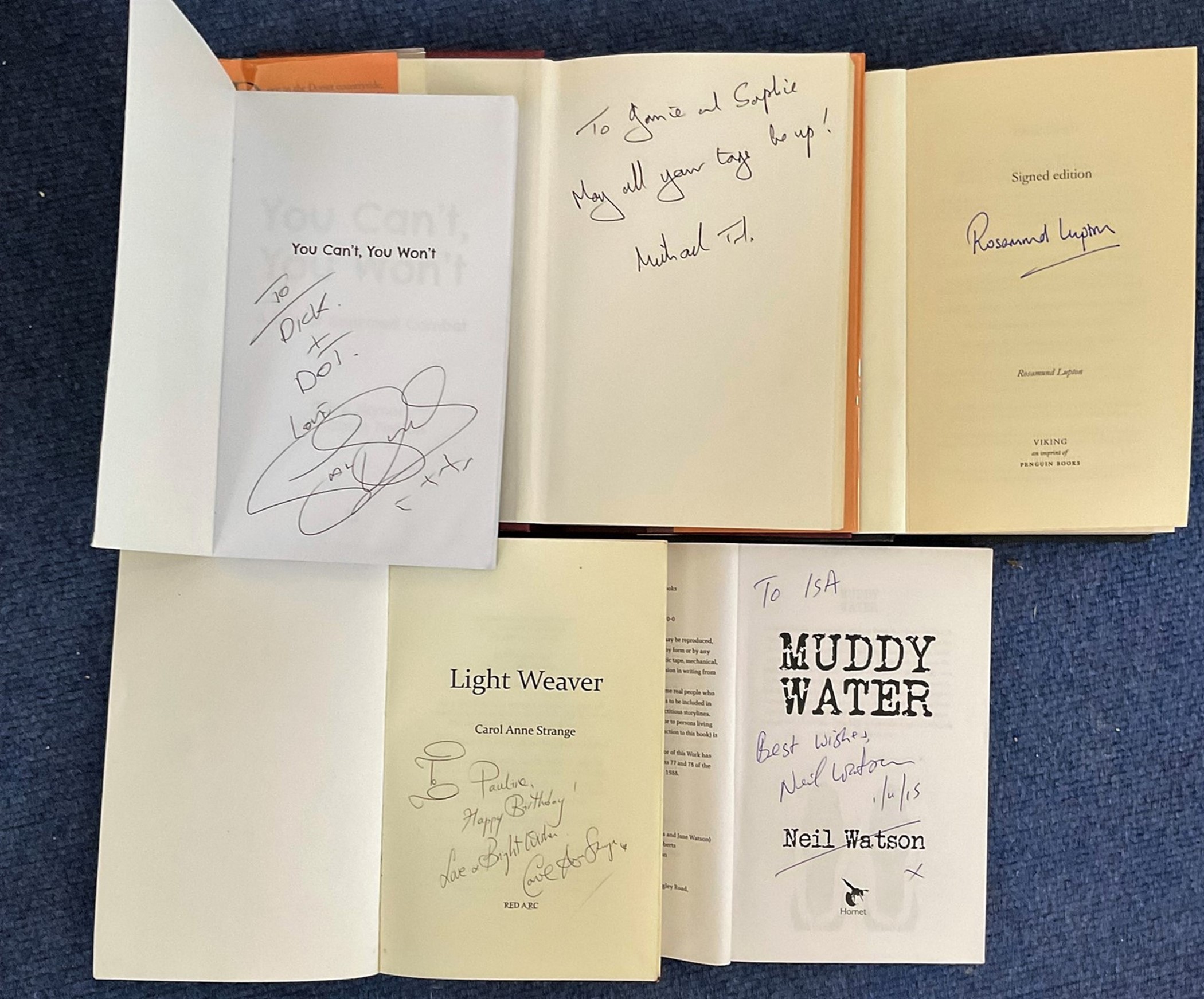 5 Signed Books 3 Paperback and 2 Hardback Books, Three Hours, Silver Tide, Light Weaver, Muddy - Image 2 of 2