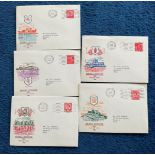 5 Regional Definitives FDC with Early Stamps and Various FDI Postmarks, Includes Douglas,