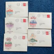 5 Regional Definitives FDC with Early Stamps and Various FDI Postmarks, Includes Douglas,