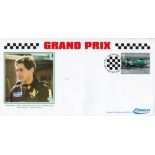 Trade lot 20 Grand Prix FDCs with Ayrton Senna illustration and Stirling Moss stamp with Chaucer