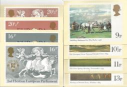18 PHQ Cards plus 3 other cards, PHQ cards include Horse Racing no 36 a, b, c, d, 1979 (with