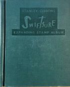 World Stamp collection containing two hardback Stanley Gibbons Swiftsure albums and one paperback