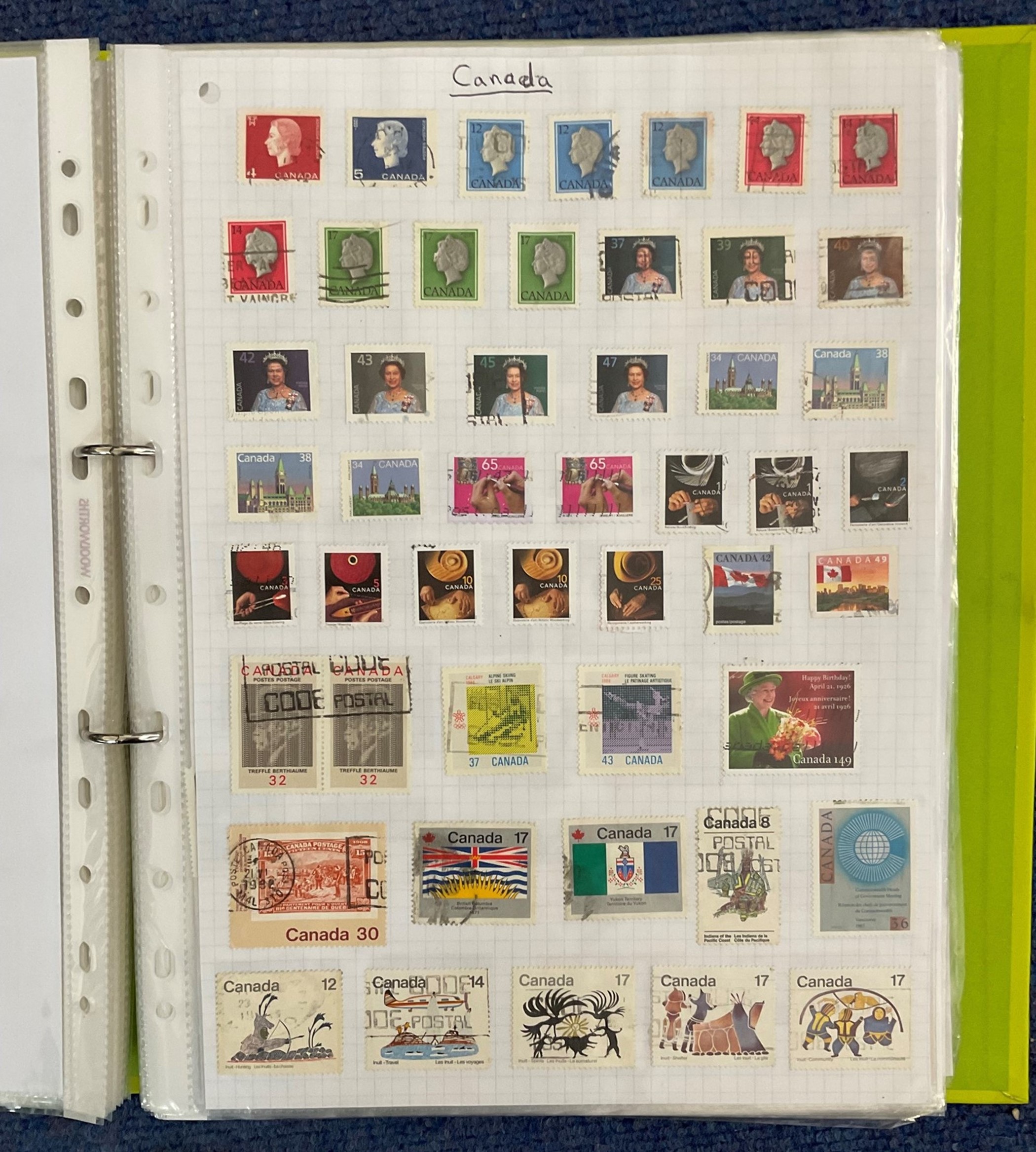 Canada Used Stamps in a Binder, with 80 Pages full of Used Canada Stamps, the first 3 Pages have