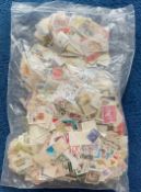 Worldwide used Stamps, a bag of used Worldwide Stamps Approx size 4 x 8 x 2 early GB (Visible in