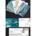 Aviation collection featuring 1 signed and 2 flown photo post cards plus 17 unsigned photo postcards