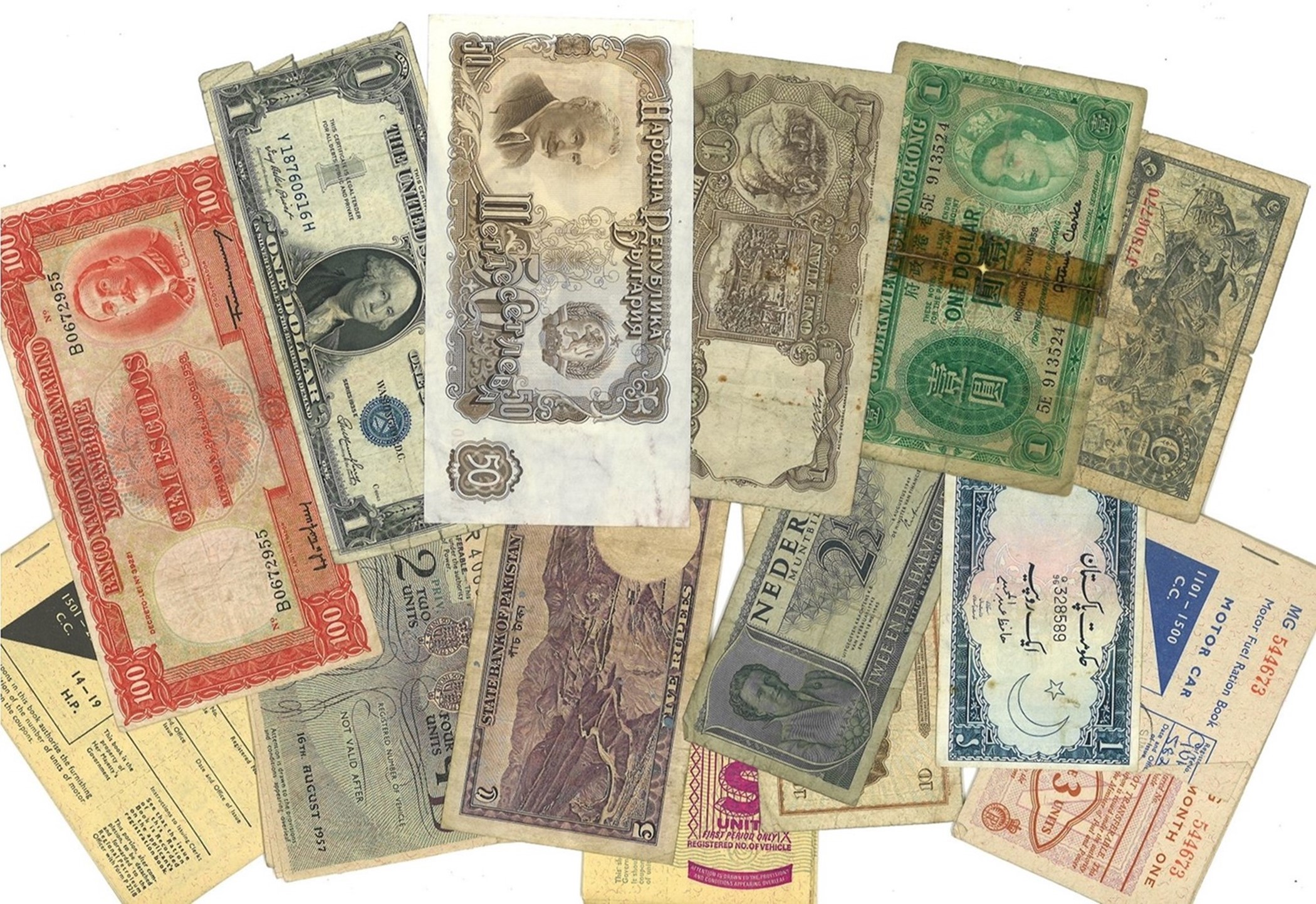 Vintage Currency collection over 20 items include currency from around the world countries such as