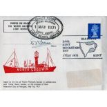 Trade lot 10 1971 North Goodwin Light Vessel, Trinity house covers signed by the ships master.