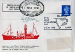 Trade lot 10 1971 North Goodwin Light Vessel, Trinity house covers signed by the ships master.