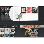 David Bowie collection featuring 2 presentation packs showcasing 10 Offical Royal Mail stamps, an
