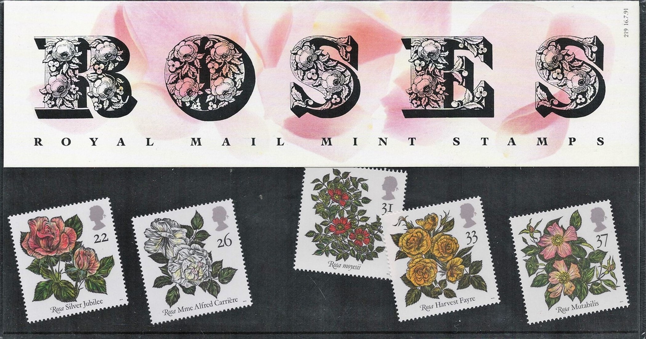 GB Mint Stamps Presentation Pack no 219 Roses 1991. Good condition. We combine postage on multiple