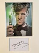 Dr Who. Matt Smith Handsigned Signature Card with 10x8 Colour Photo, Matted with High Quality