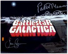 EXTREMELY RARE! Battlestar Galactica 1978 triple signed photo. This beautiful hand signed 10x8 photo