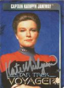 Star Trek. Kate Mulgrew Captain Kathryn Janeway Handsigned Star Trek- Voyager Official Card. Bio