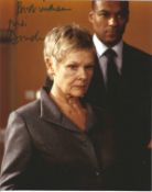 Dame Judi Dench Handsigned 10x8 Colour Photo. Dench rose to international fame as M in GoldenEye