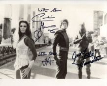 Starcrash cult science fiction movie photo signed by Caroline Munro and Judd Hamilton. Good