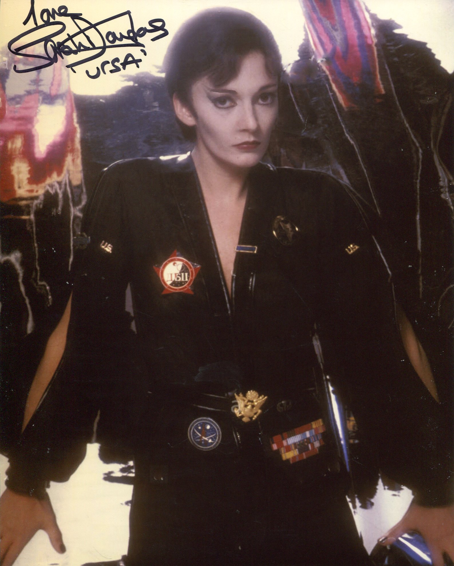 Superman 2 movie photo signed by actress Sarah Douglas who played Ursa. Good condition. All