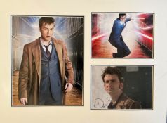 Dr Who. David Tennant Handsigned 8x6 Colour Photo Matted with 2 Additional Photos. Overall Size is