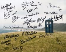 Dr Who multi signed 16x12 inch colour photo includes over 20 signatures includes John Leeson,