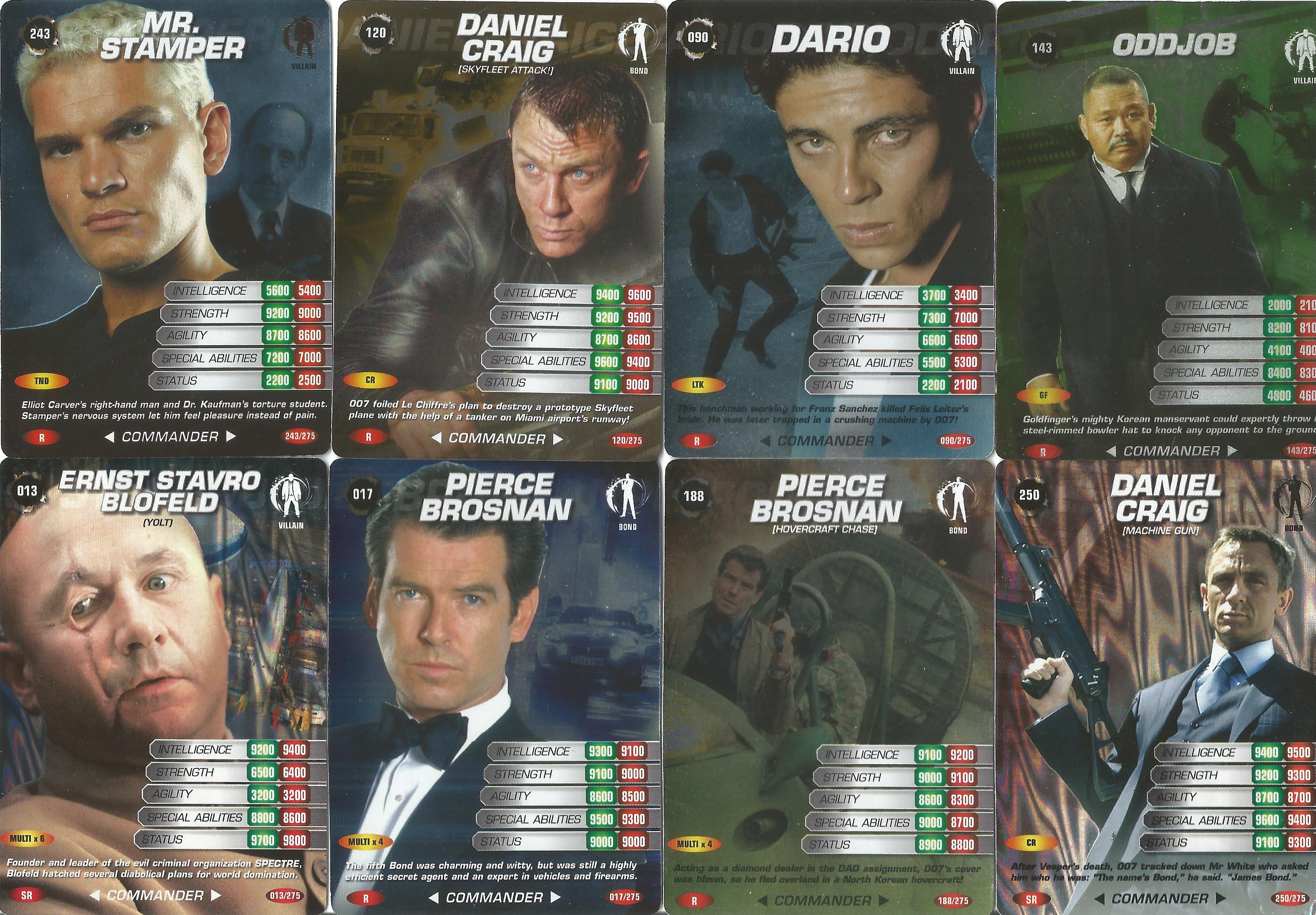 James Bond. Collection of 17 007 Spy Cards with names including Pierce Brosnan, Daniel Craig,