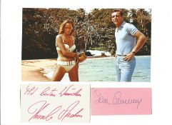 Sean Connery and Ursula Andress Handsigned Signature cards with Colour photo attached to A4 Card