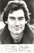 Timothy Dalton signed 6x4 black and white photo. He was the fourth actor to portray fictional secret