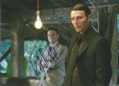 Mads Mikkelsen Le Chiffre Handsigned 12x8 Colour Photo taken during Casino Royale Scene. Good