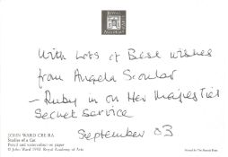 Angela Scoular signed 6x4 postcard inscribed With Lots of best wishes from Angela Scoular Ruby On